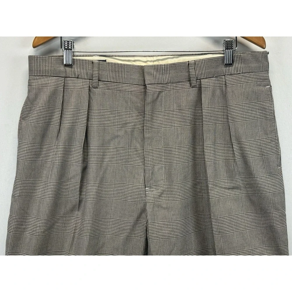VTG Polo Ralph Lauren Men's Pants 38x30 (36x29.5) Cuffed Pleated Glen Plaid USA